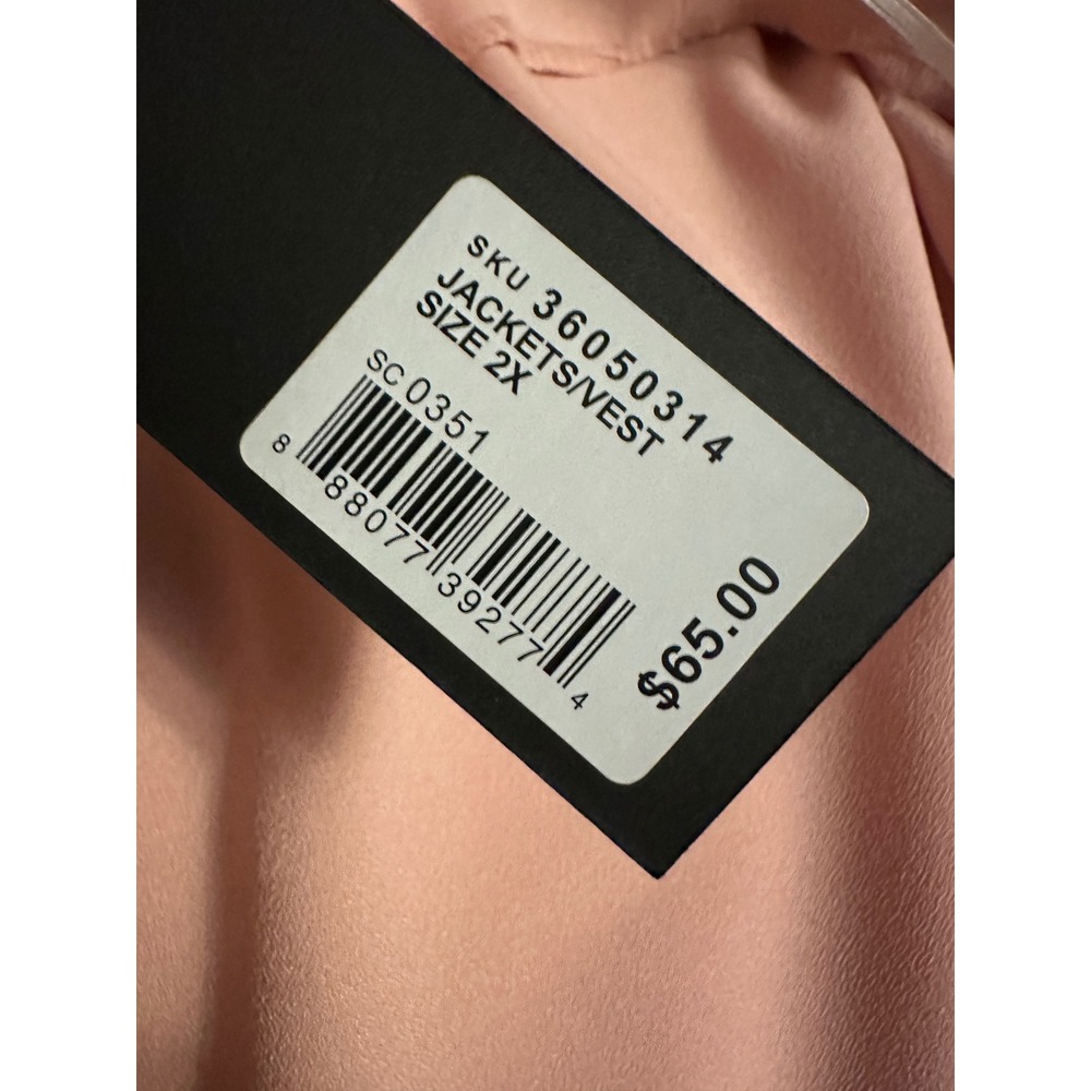 GNW Womens Plus Size 2X Peach Pink Open Front Draped Trench Coat Jacket NWT - Picture 14 of 14